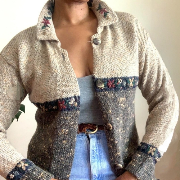 Vintage Sweaters - MY Vintage Knit Cardigan Sweater, Medium